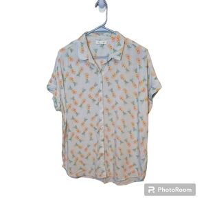 Beachlunchlounge Button‎ Down Pineapple Print Shirt Size L